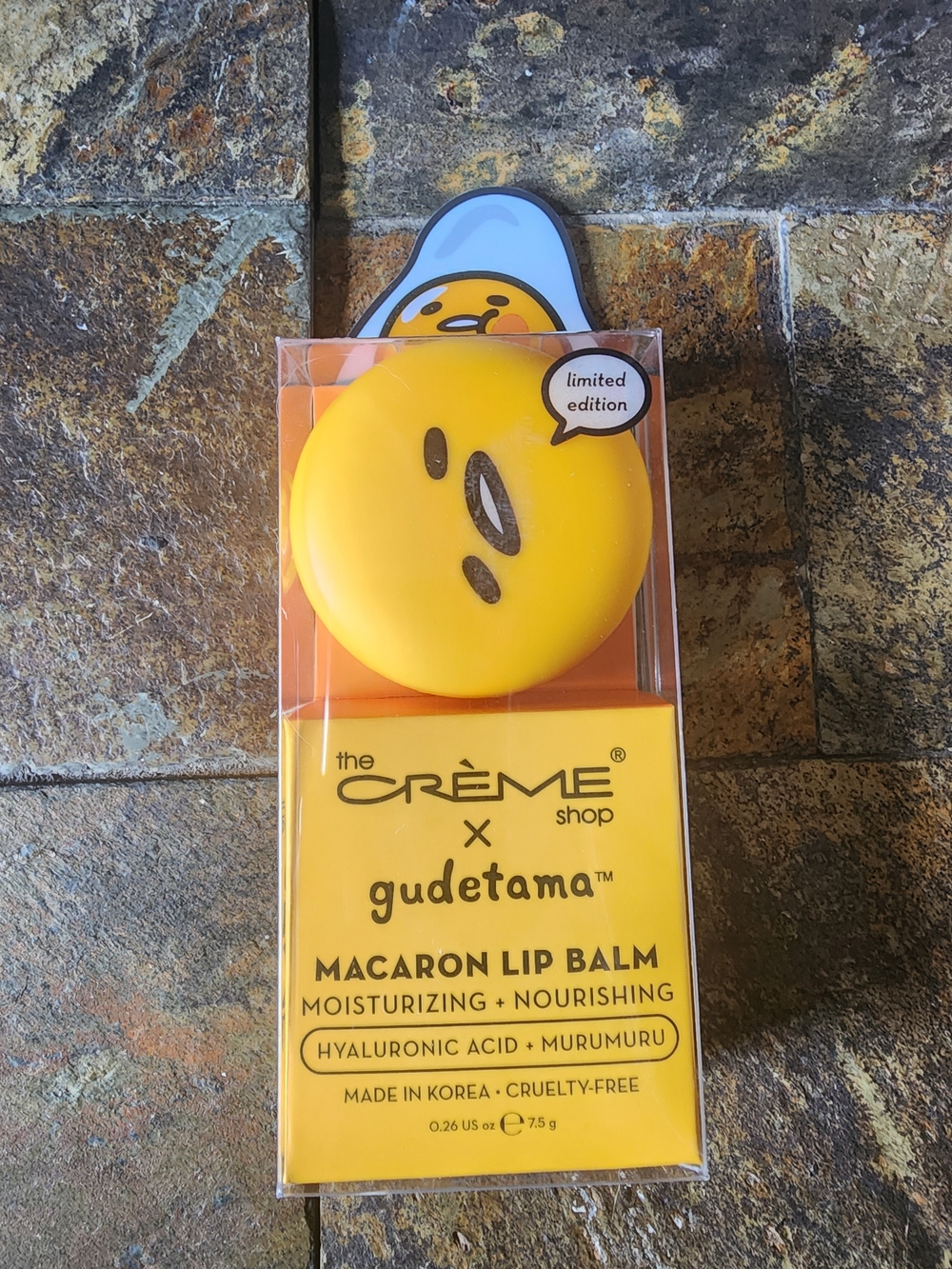 The Crème Shop x Gudetama Macaron Lip Balm Yellow & Orange NWT